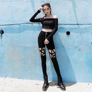 Girls Punk Gothic Pants Leggings